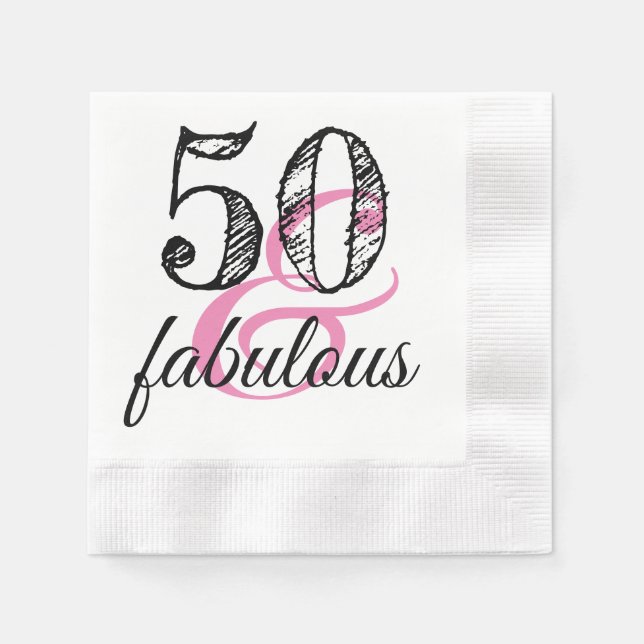 50 & Fabulous Födelsedagsfest Papper Pappersservett (Framsidan)
