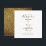 50 & Fabulous Glam Guld Square Födelsedagsfest<br><div class="desc">Svart,  vit och Guld 50 och Fabulous Födelsedagsfest inbjudan. Modern. Fyrkantig. Glam. glitter.</div>