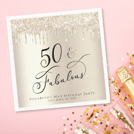 50 Fabulous Glitter Champagne Guld Personlig Pappersservett