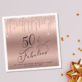 50 Fabulous Glitter Ro Guld Personlig Pappersservett