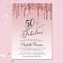 50 Fabulous Glitter Ro Guld Rosa Födelsedagsfest