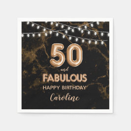50 & Fabulous Gold Foil Balloons & String Ljus Pappersservett