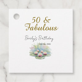 50 & fabulous golden water lotus lily watercolor  gåvor etiketter