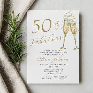 50 & Fabulous guld 50:e födelsedagsfesten Inbjudningar