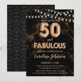 50 & Fabulous Guld Balloon Birthday-inbjudningar Inbjudningar