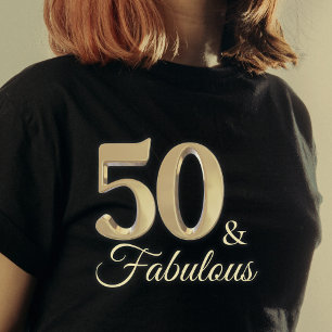 50 & Fabulous Guld Birthday Girl T Shirt