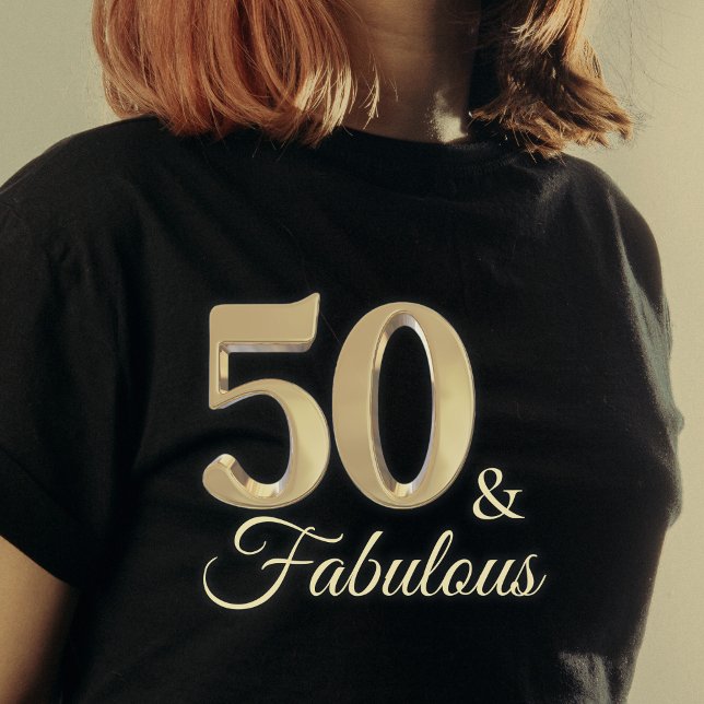 50 & Fabulous Guld Birthday Girl T Shirt (50 & Fabulous Gold Birthday Girl Guest of Honor T-Shirt)