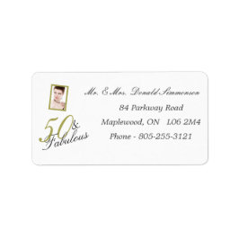 50 & Fabulous Guld Birthday Returadress Adressetikett