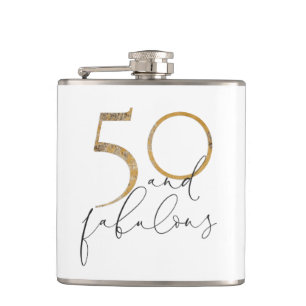 50 & Fabulous Guld Black & White 50:e födelsedagen Fickplunta