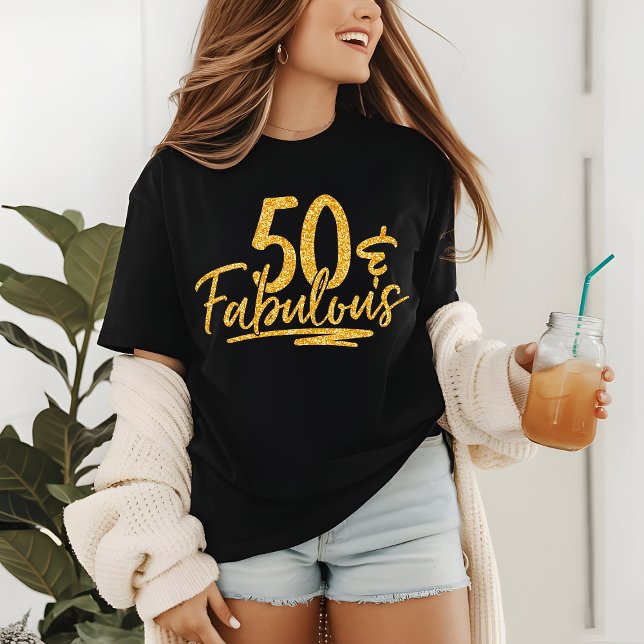 50 & Fabulous Guld Glitter 50:e födelsedag Gnistra T Shirt (Skapare uppladdad)
