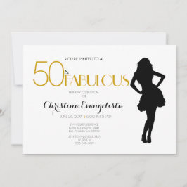 50 & Fabulous Guld Glitter med Modern Silhouette Inbjudningar