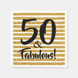 50 & Fabulous Guld Glitter Rand Napkin Pappersservett