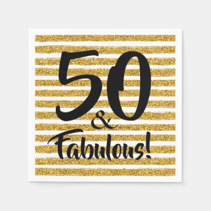 50 & Fabulous Guld Glitter Rand Napkin Pappersservett