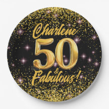 50 Fabulous Guld Glitter Rosa Stars 50:e födelseda