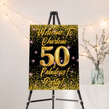 50 Fabulous Guld Glitter Rosa Stars 50:e födelseda