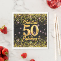 50 Fabulous Guld Glitter Rosa Stars 50:e födelseda