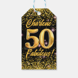 50 Fabulous Guld Glitter Rosa Stars 50:e födelseda Presentetikett