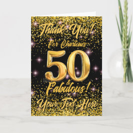 50 Fabulous Guld Glitter Rosa Stars 50:e födelseda Tack Kort