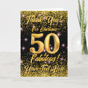 50 Fabulous Guld Glitter Rosa Stars 50:e födelseda Tack Kort