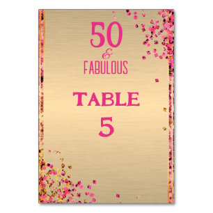 50 & Fabulous Guld Rosa Glittery 50:e födelsedagen Bordsnummer