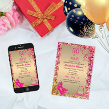 50 & Fabulous Guld Shock rosa Glittery-Högklackar