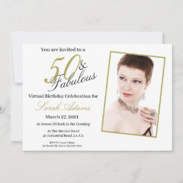 50 & Fabulous Guld VIRTUELL Birthday-inbjudan Inbjudningar