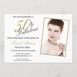 50 & Fabulous Guld VIRTUELL Birthday-inbjudan Inbjudningar