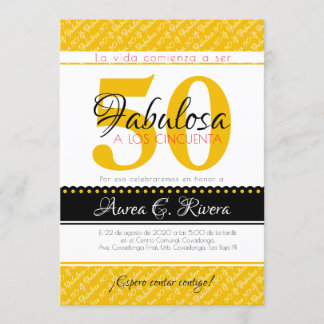 50 & Fabulous gult Spain / Fabulosa amarillo Inbjudningar