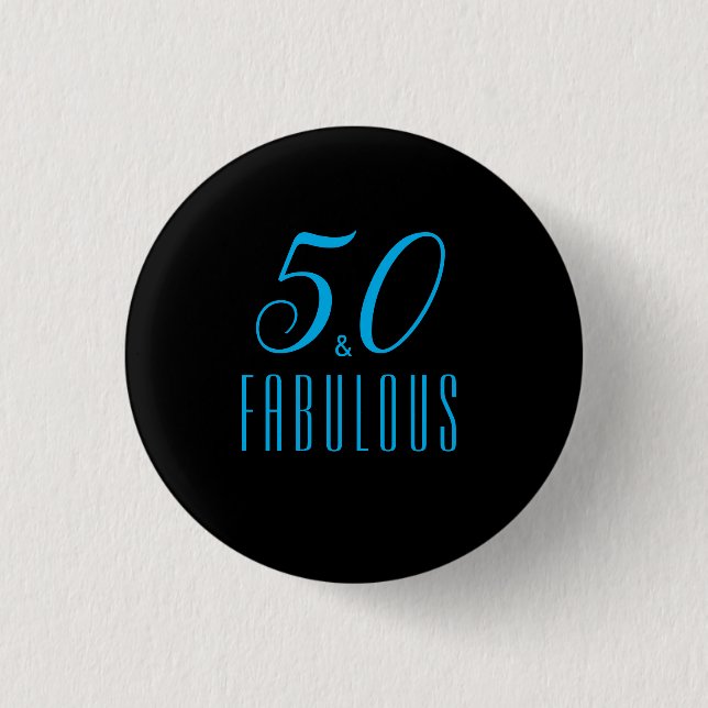 50 & Fabulous Himlar Blue Black Knapp (Framsida)