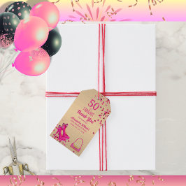 50& Fabulous Högklackar Guld Rosa Glittery Glam Presentetikett