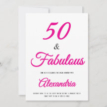 50 & Fabulous Hot Pink Black 50th Birthday
