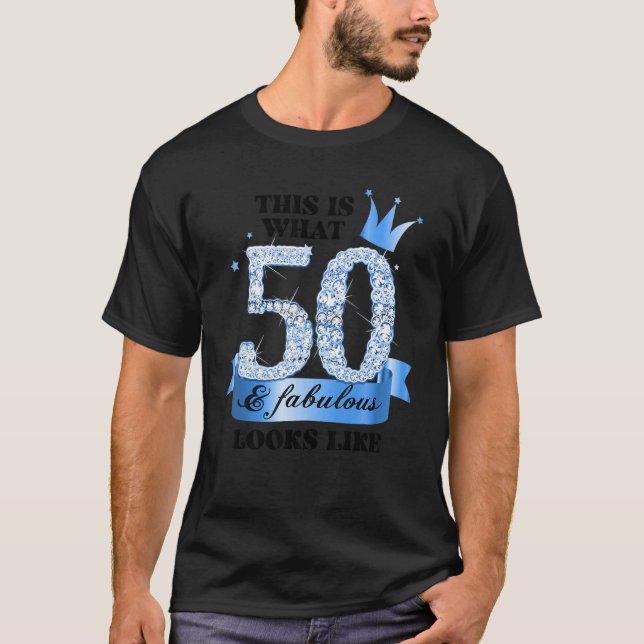 50 & Fabulous I Blue White Party Group Candid Phot T Shirt (Framsida)