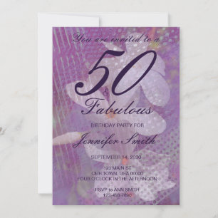 50 & Fabulous Lavender Birthday-inbjudan Inbjudningar