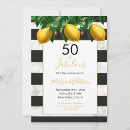 50 Fabulous Lemon Black White Rand Marble Inbjudningar
