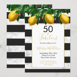 50 Fabulous Lemon Black White Rand Marble Inbjudningar