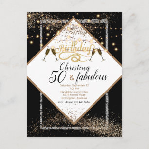 50 & Fabulous Ljus Födelsedagsfest inbjudan