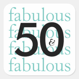 50 & Fabulous Milestone Birthday Stickers Fyrkantigt Klistermärke