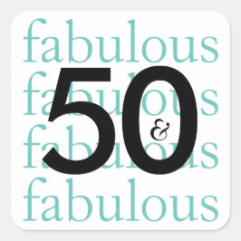 50 & Fabulous Milestone Birthday Stickers Fyrkantigt Klistermärke