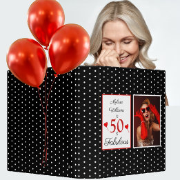 50 & Fabulous Namn Photo Red 50 Birthday BLK WH