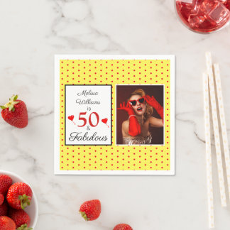 50 & Fabulous Namn Photo Red 50:e födelsedagsdagen Pappersservett