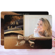 50 & Fabulous Photo Guld Black Bow 50:e födelsedag