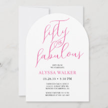 50 & Fabulous Pink Modern Script 50th Birthday 