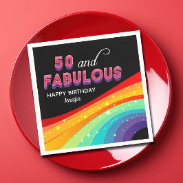 50 & Fabulous Rainbow Gnistra 50:e Födelsedagsfest Pappersservett