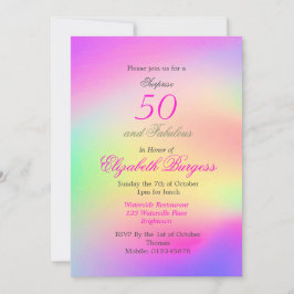 50 Fabulous Rainbow Tie Dye Rosa Chic Birthday Inbjudningar