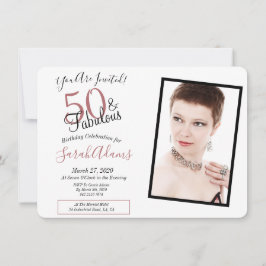 50 & Fabulous Ro Guld 50:e Födelsedagsfestens foto Inbjudningar