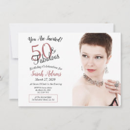 50 & Fabulous Ro Guld 50:e Födelsedagsfestens foto Inbjudningar