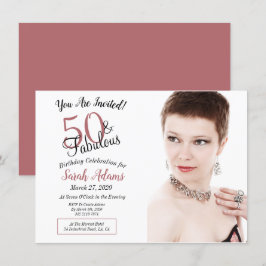 50 & Fabulous Ro Guld 50:e Födelsedagsfestens foto Inbjudningar