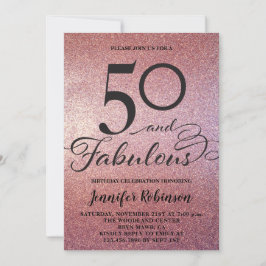 50 Fabulous Ro Guld Glitter Födelsedagsfest Inbjudningar