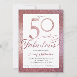 50 Fabulous Ro Guld Glitter Födelsedagsfest Inbjudningar