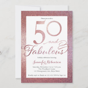 50 Fabulous Ro Guld Glitter Födelsedagsfest Inbjudningar